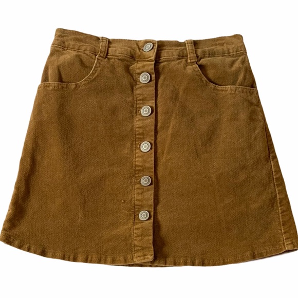 Brandy Melville Dresses & Skirts - Brandy Melville Camel Button Front Corduroy Skirt